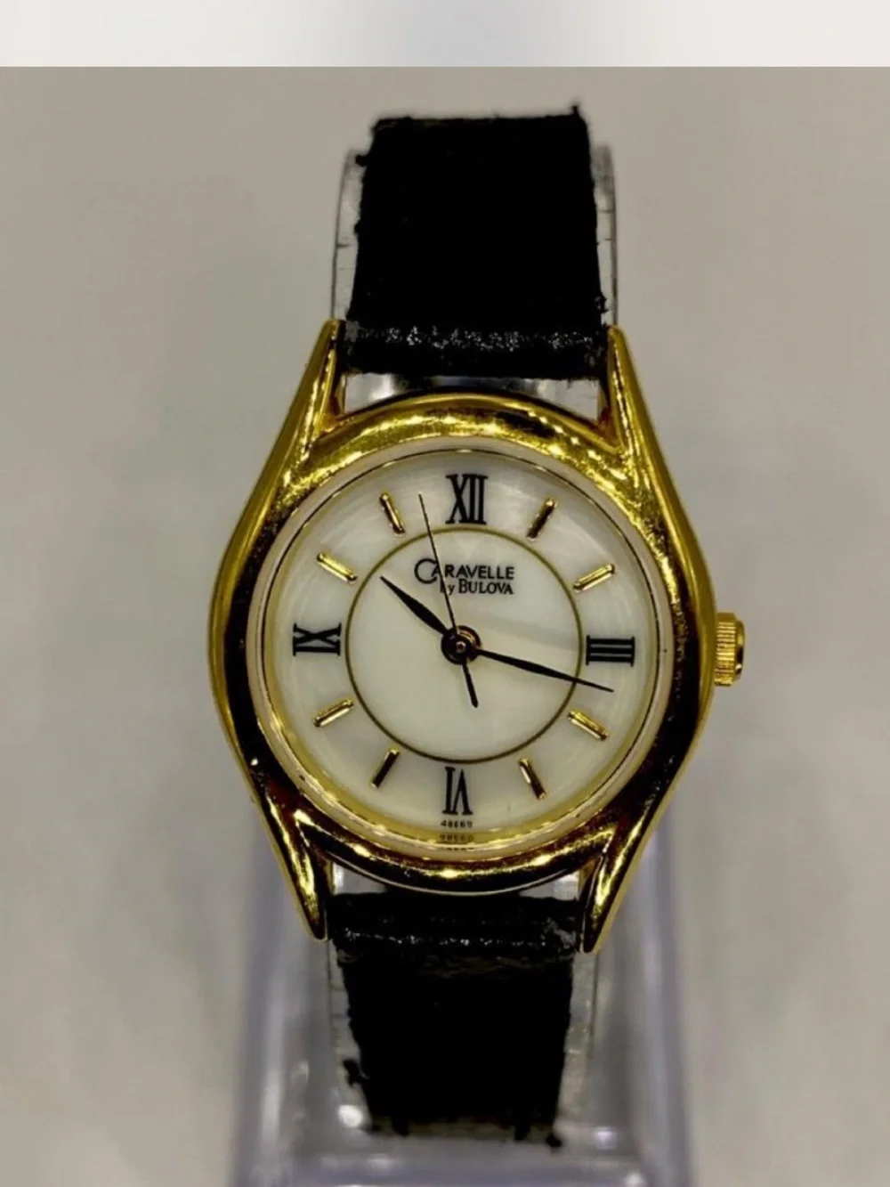 Caravelle ^^^  Gold-Tone Watch /  Black Strap * Luxury ***